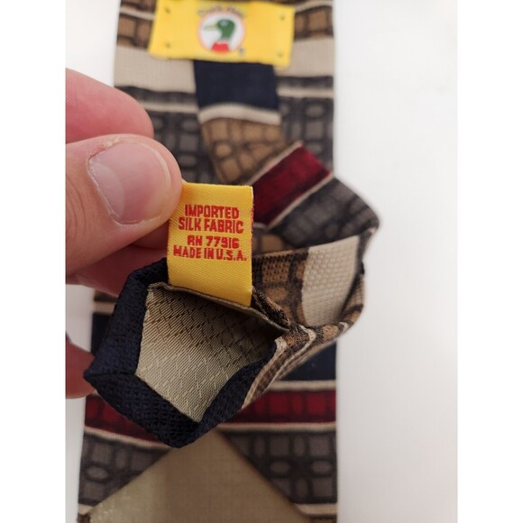 Duck Head Neck Tie Multicolor Geometric 100% Silk Made In USA - Picture 5 of 5